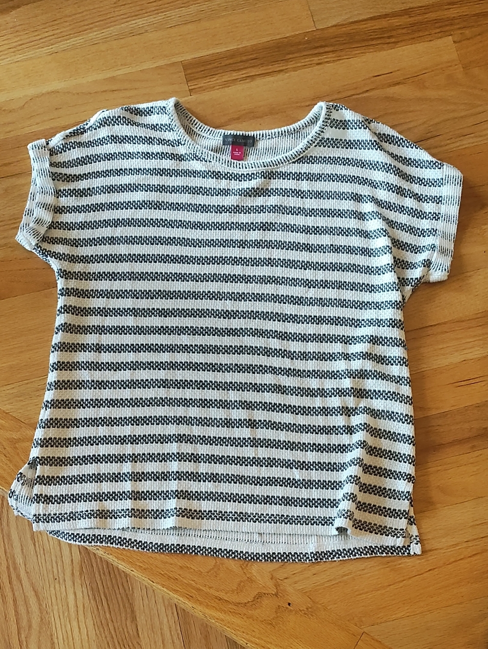Vince Camuto Women's Striped Short Sleeve Top - White & Black